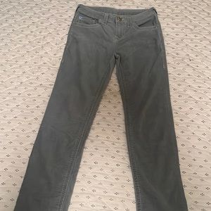 Light Gray Soft Corduroy True Religion Jeans. World Tour Straight Leg Size 12